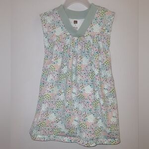 💐 Tea Collection Sage Green Ditsy Floral Print V Neck Cotton Dress Girls Size 4